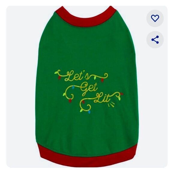 Dog Christmas Holiday Green Shirt Lets Get Lit Sz M/L - Picture 1 of 7